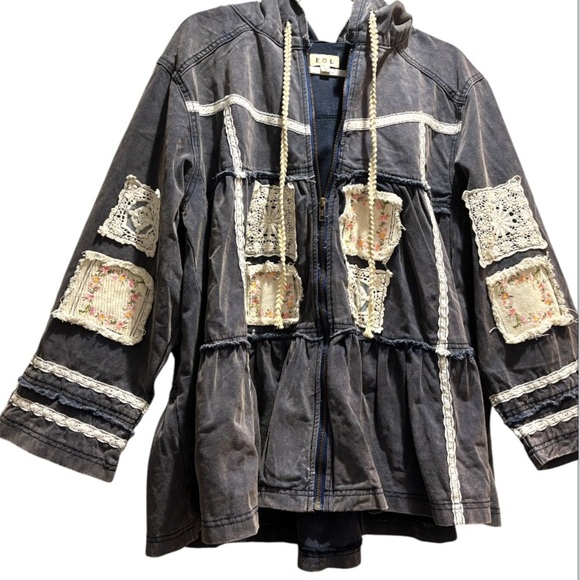 POL Utility Embellished Patchwork Pea Coat NWOT - Picture 3 of 9